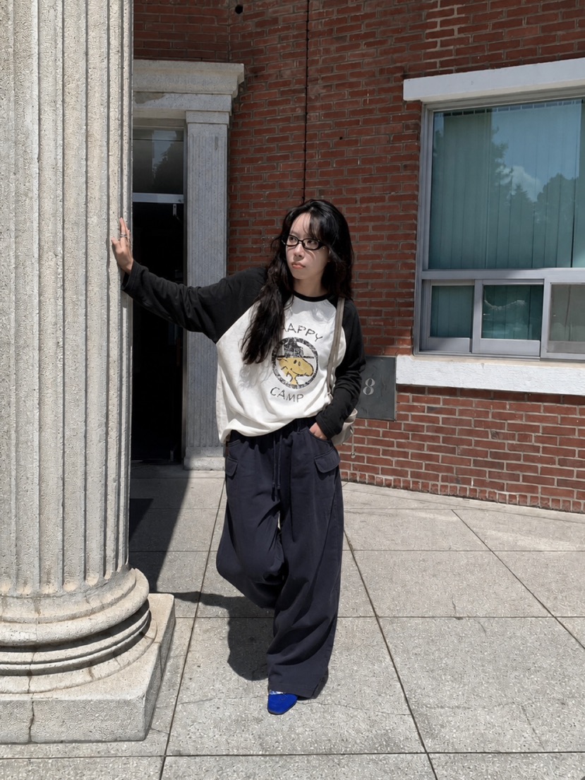 ONDO-P韓國直郵女裝新品時尚推薦人氣真品長袖T恤插肩袖ONDO-P長袖T恤