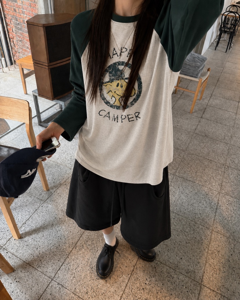 ONDO-P韓國直郵女裝新品時尚推薦人氣真品長袖T恤插肩袖ONDO-P長袖T恤