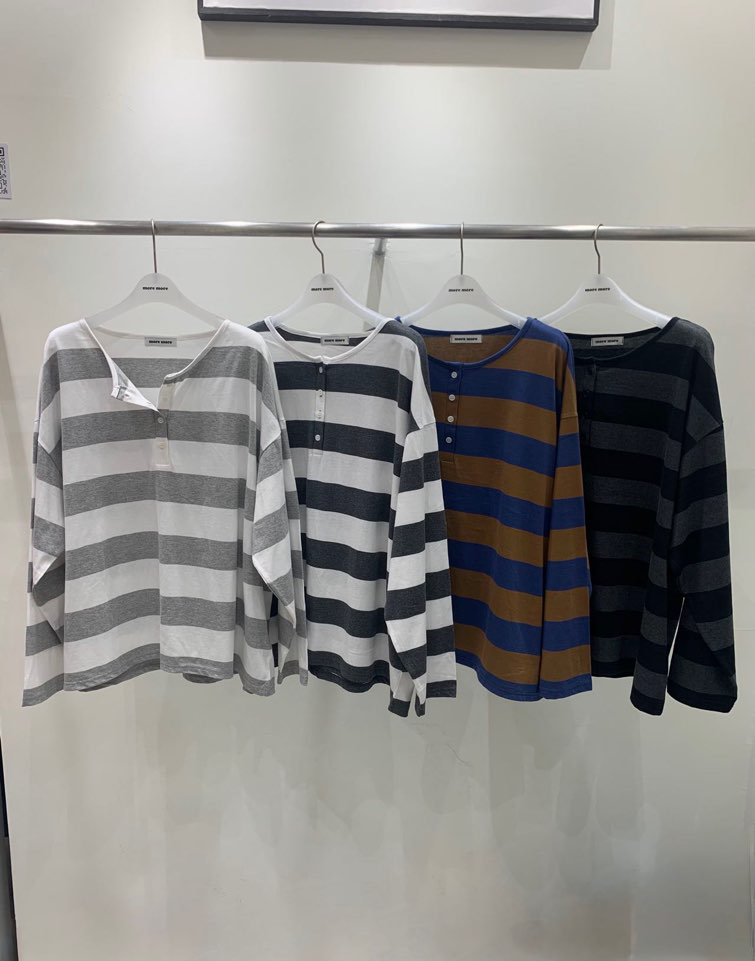 GOBSLMURI-곱슬머리-T東大門實拍女裝新品真品長袖T恤條紋GOBSLMURI-2件起長袖T恤