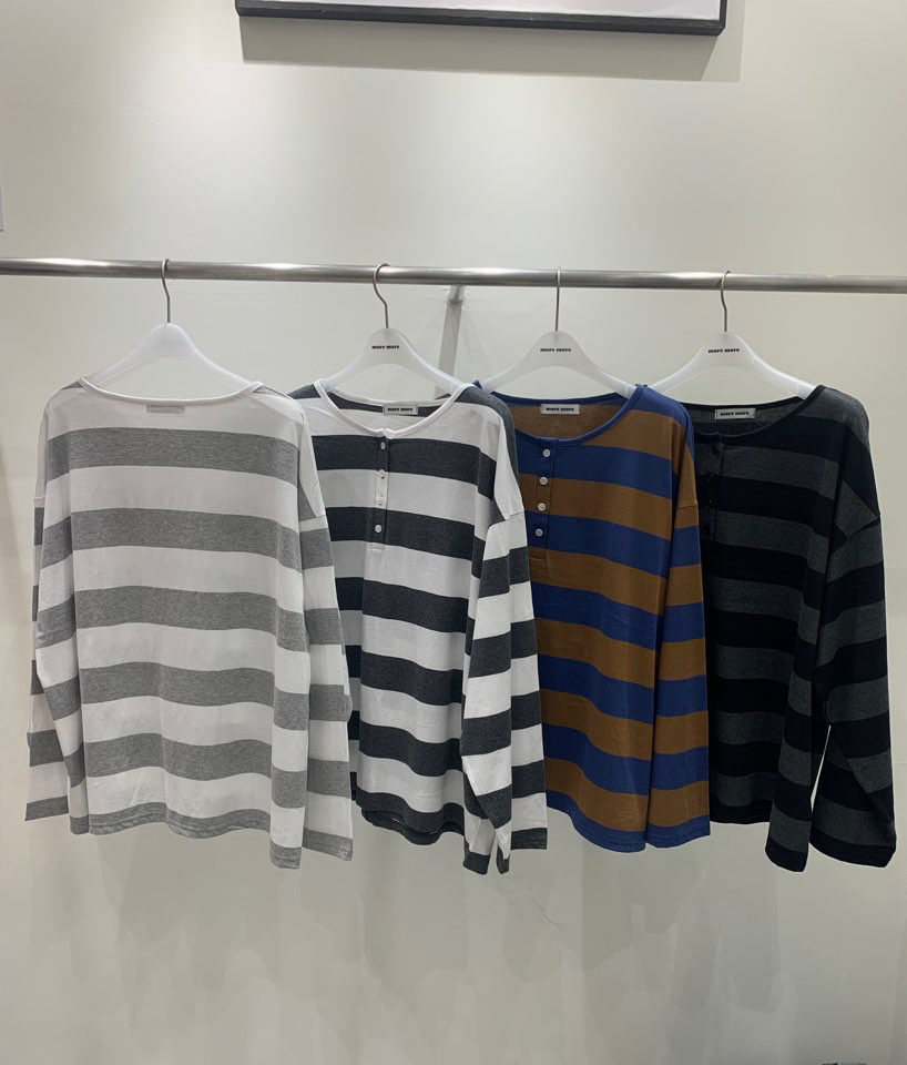 GOBSLMURI-곱슬머리-T東大門實拍女裝新品真品長袖T恤條紋GOBSLMURI-2件起長袖T恤