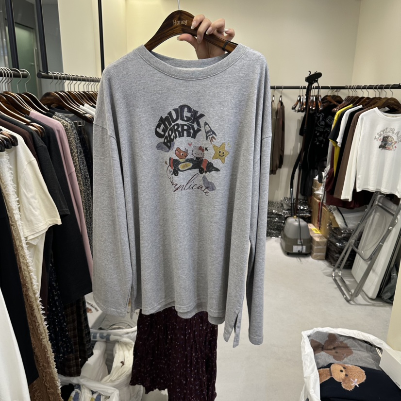 X東大門實拍女裝新款真品推薦人氣時尚熱賣休閑長袖T恤Honey長袖T恤圖色3