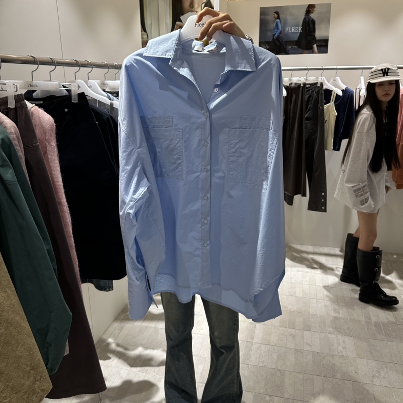 FLEEK東大門直郵女裝新品真品推薦人氣休閑襯衫蕾絲衫口袋FLEEK襯衫/蕾絲衫圖色2
