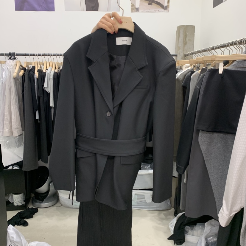 RECOVER韓國直郵女士新品休閑推薦人氣真品時尚熱賣夾克腰帶RECOVER/MOMENT夾克圖色2