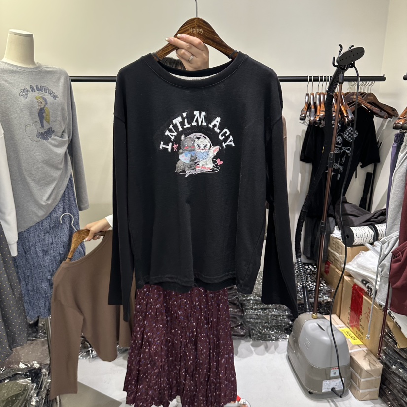 X韓國代購女裝新款真品熱賣推薦人氣休閑時尚長袖T恤Honey長袖T恤圖色3