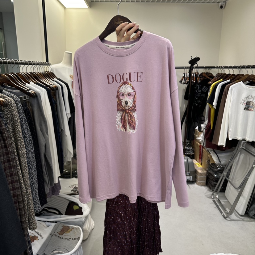 X韓國代購女裝新品休閑真品人氣推薦熱賣時尚長袖T恤Honey長袖T恤圖色2