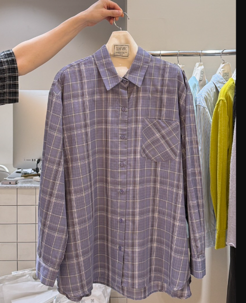 NOFYBE東大門代購女裝新品推薦真品休閑時尚襯衫蕾絲衫格子NOFYBE襯衫/蕾絲衫圖色1