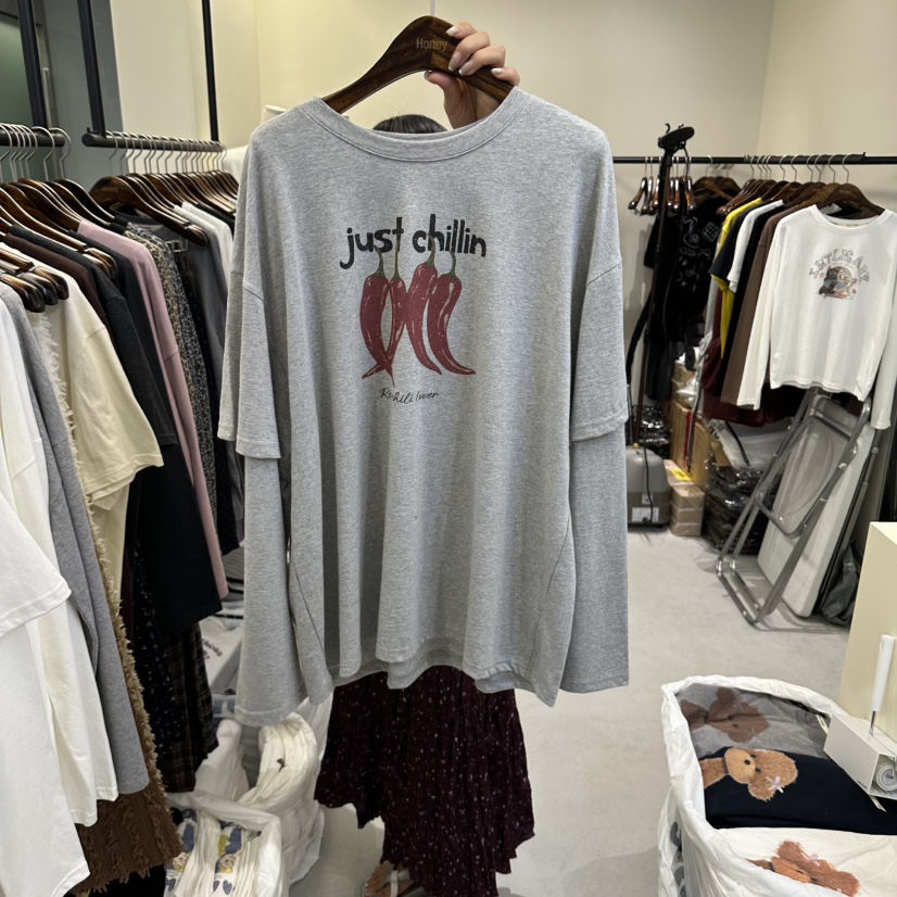 X東大門直郵女裝新品休閑人氣時尚真品熱賣推薦長袖T恤Honey長袖T恤圖色2