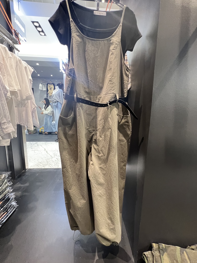 EL BOSQUE韓國代購女士新款真品熱賣休閑背帶褲含腰帶棉質EL BOSQUE背帶褲圖色1