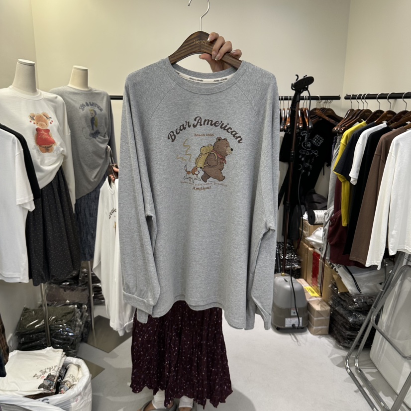 X東大門實拍女士新品休閑人氣熱賣真品推薦時尚長袖T恤Honey長袖T恤圖色3