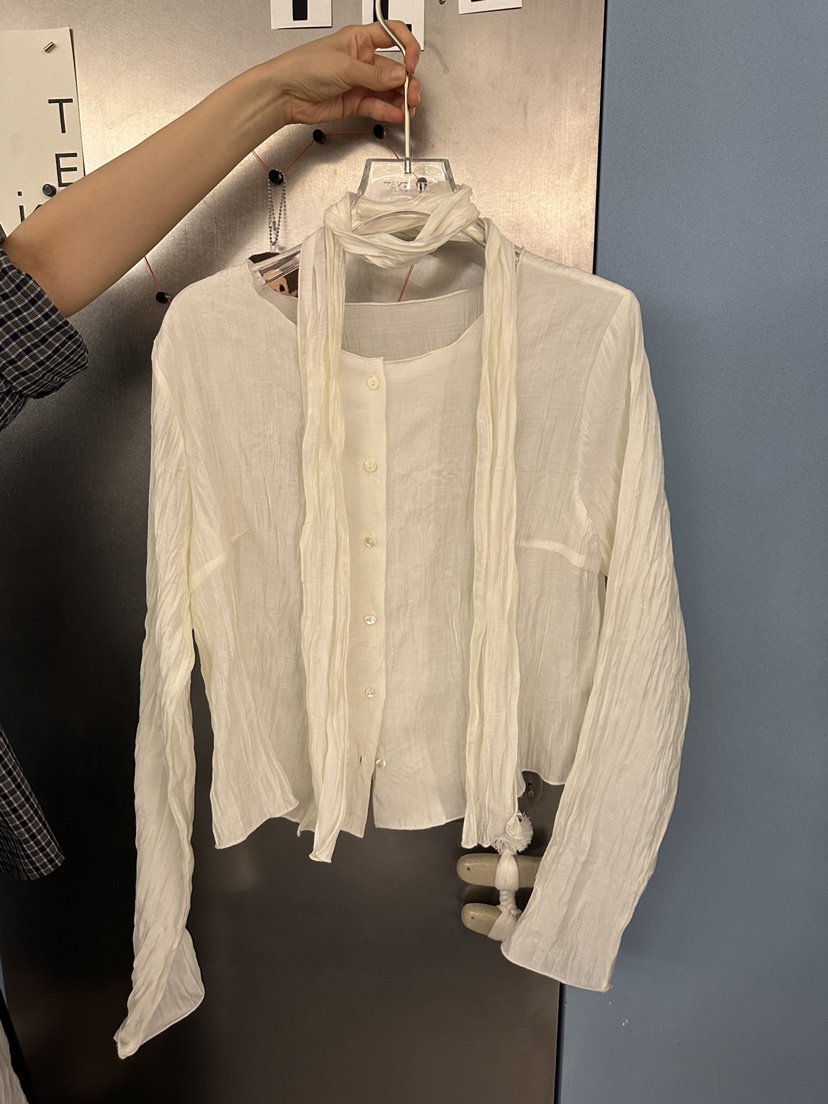 TAKE TEE韓國代購女裝新品熱賣真品休閑襯衫蕾絲衫含圍巾TAKE TEE襯衫/蕾絲衫圖色1
