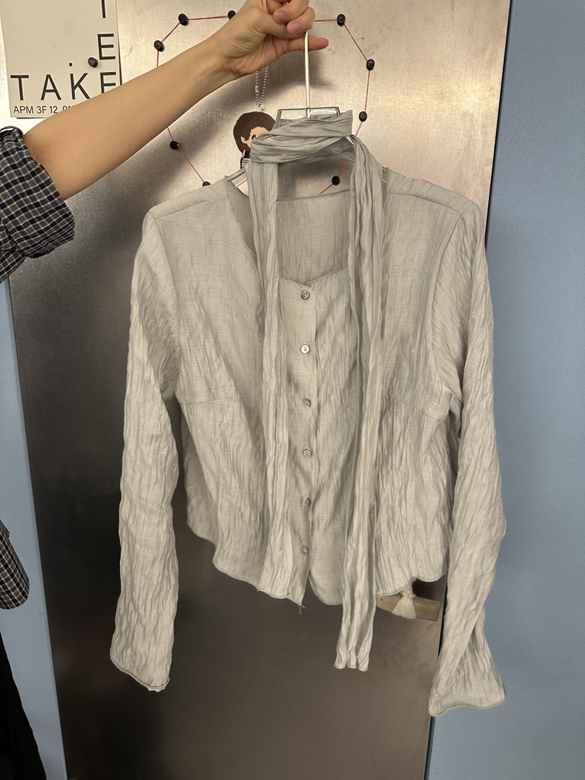 TAKE TEE韓國代購女裝新品熱賣真品休閑襯衫蕾絲衫含圍巾TAKE TEE襯衫/蕾絲衫圖色2