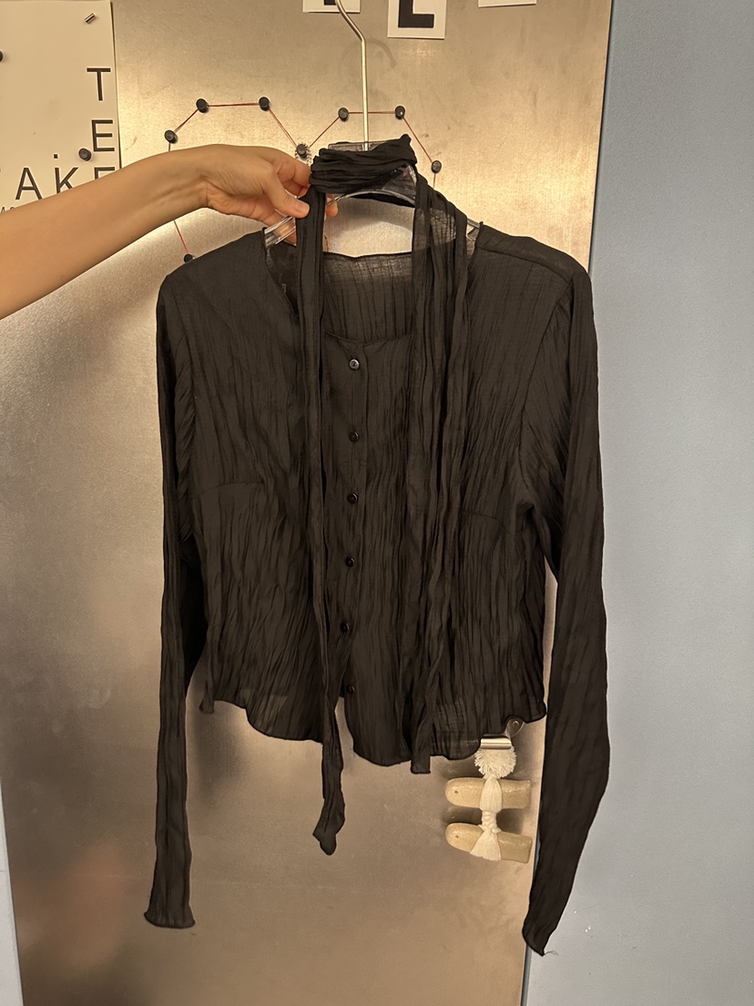 TAKE TEE韓國代購女裝新品熱賣真品休閑襯衫蕾絲衫含圍巾TAKE TEE襯衫/蕾絲衫圖色3
