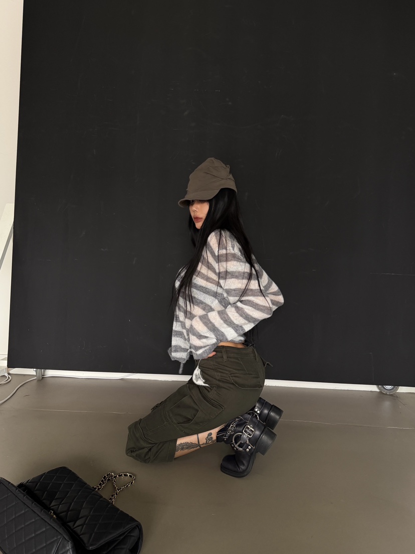 ABBEYLEE東大門實拍女裝新款時尚休閑熱賣真品針織衫條紋ABBEYLEE針織衫