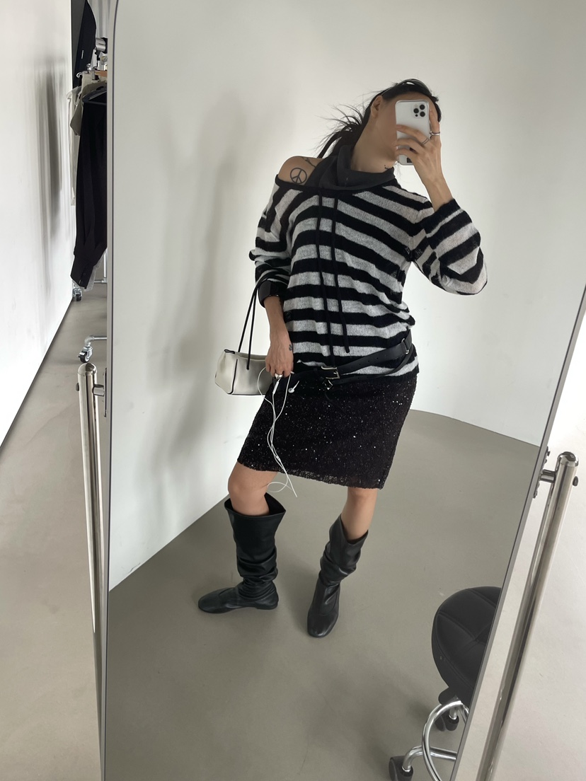 ABBEYLEE東大門實拍女裝新款時尚休閑熱賣真品針織衫條紋ABBEYLEE針織衫