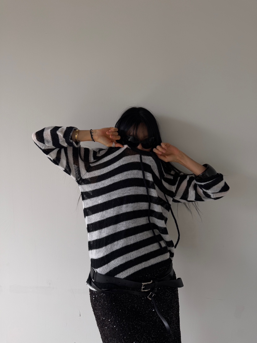 ABBEYLEE東大門實拍女裝新款時尚休閑熱賣真品針織衫條紋ABBEYLEE針織衫
