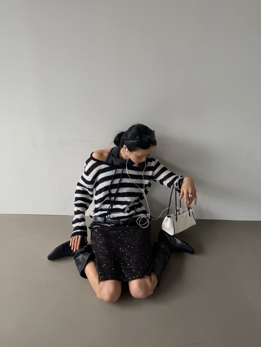 ABBEYLEE東大門實拍女裝新款時尚休閑熱賣真品針織衫條紋ABBEYLEE針織衫