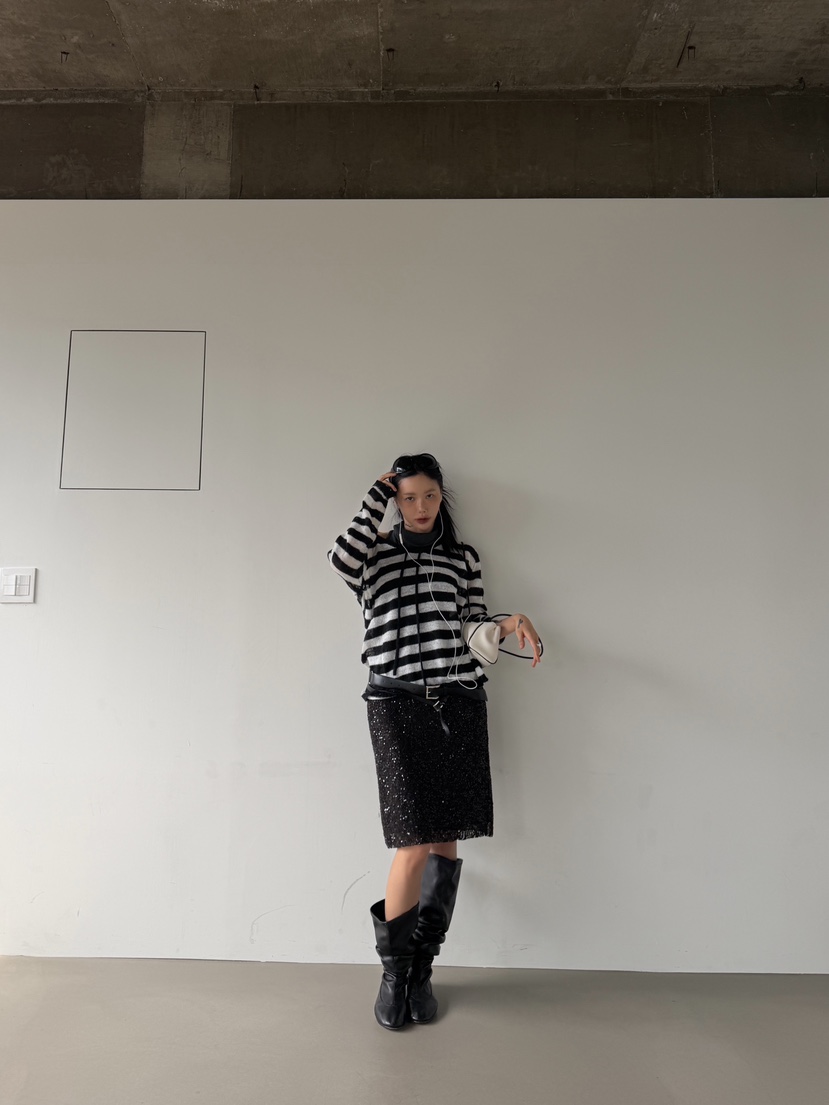 ABBEYLEE東大門實拍女裝新款時尚休閑熱賣真品針織衫條紋ABBEYLEE針織衫