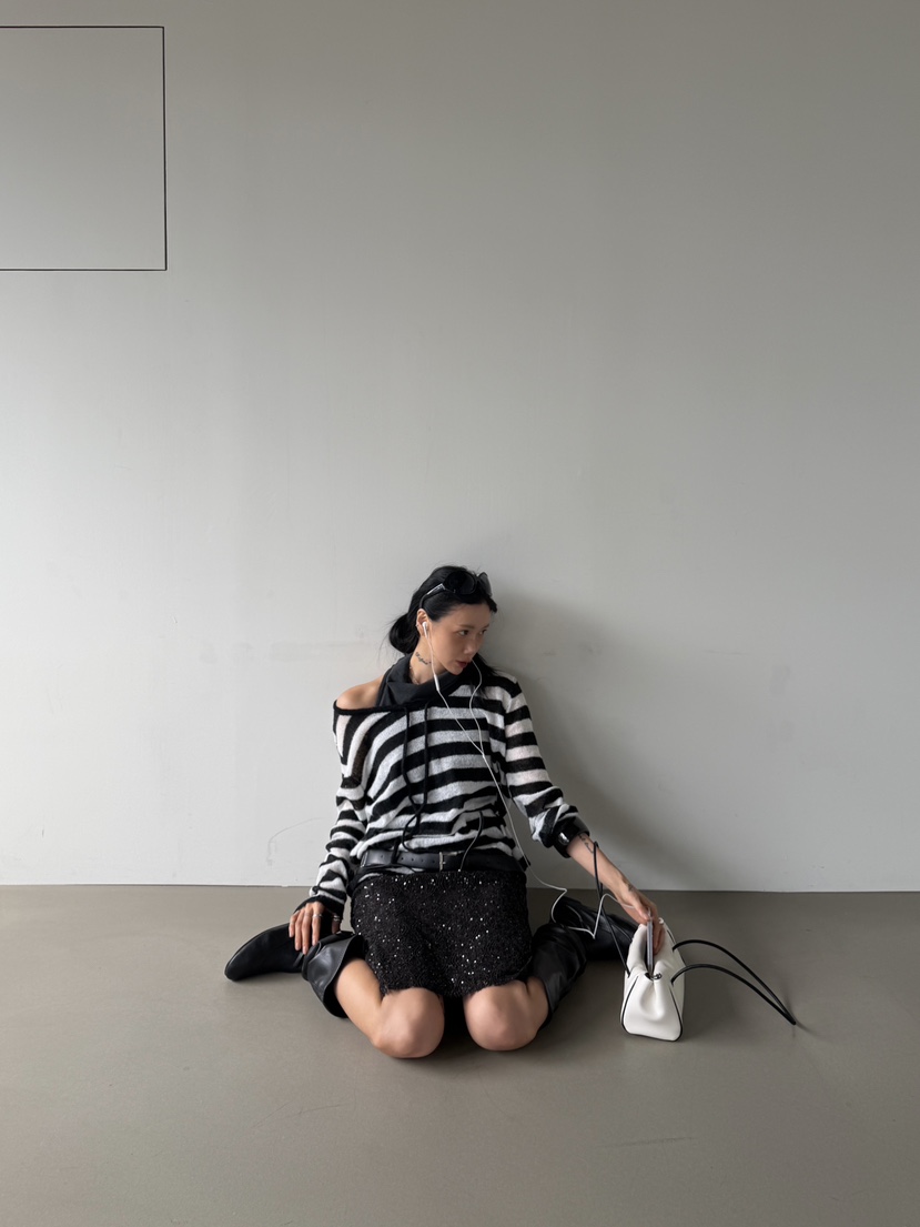 ABBEYLEE東大門實拍女裝新款時尚休閑熱賣真品針織衫條紋ABBEYLEE針織衫