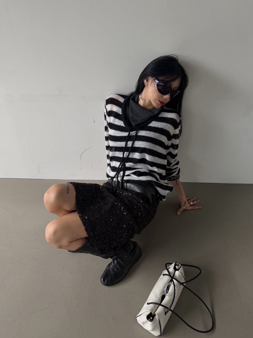ABBEYLEE東大門實拍女裝新款時尚休閑熱賣真品針織衫條紋ABBEYLEE針織衫
