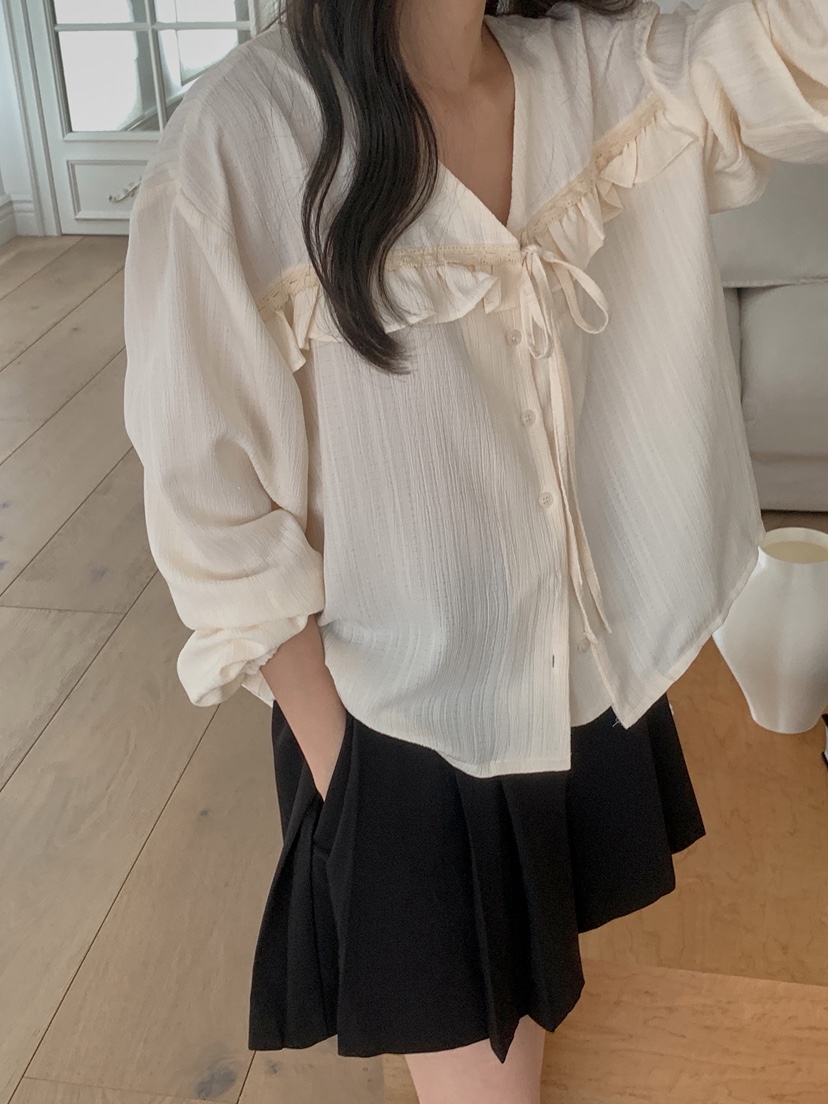 RE:FRESH-L韓國直郵女裝新款熱賣人氣時尚休閑襯衫蕾絲衫RE:FRESH-L襯衫/蕾絲衫