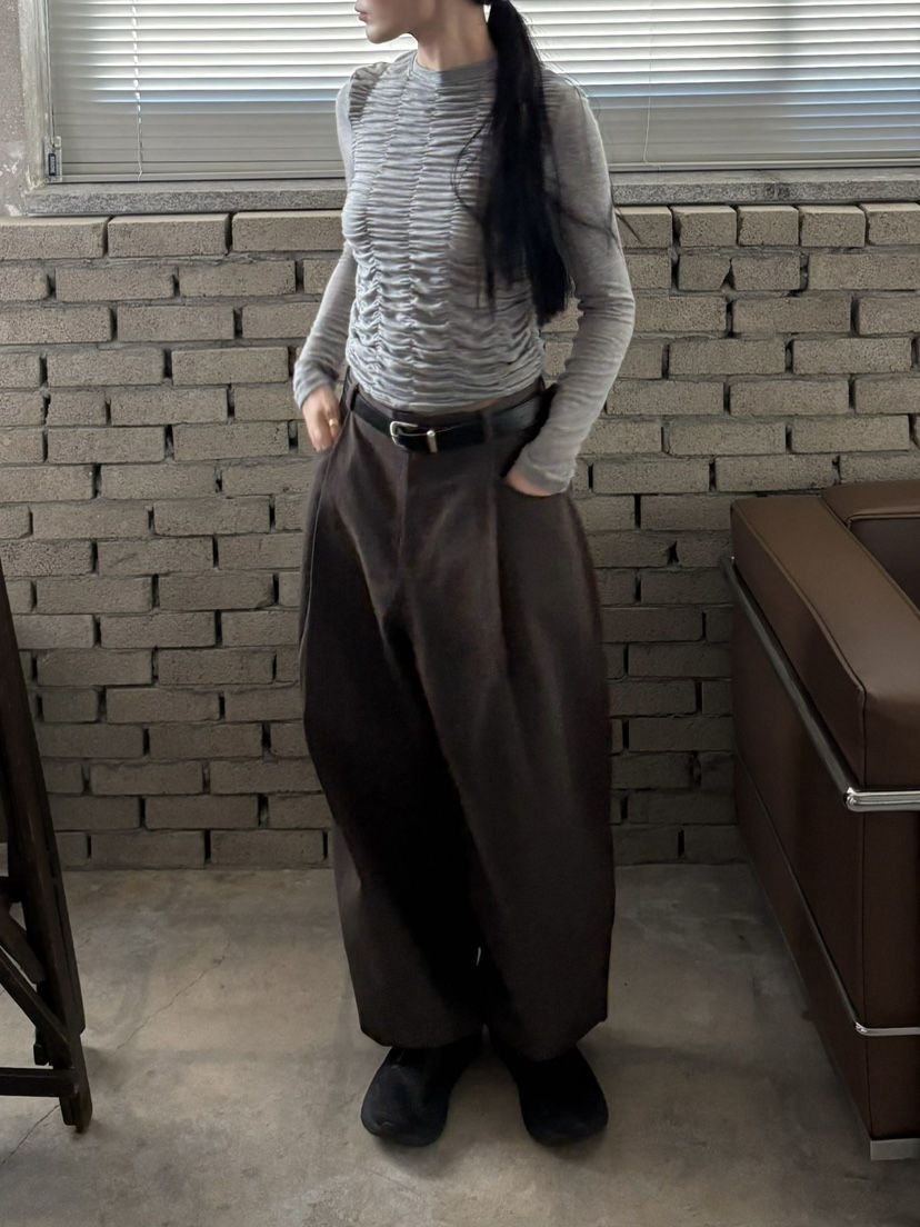 LOVE LETTER韓國代購女士新款休閑人氣真品推薦休閑褲褶皺LOVE LETTER休閑褲