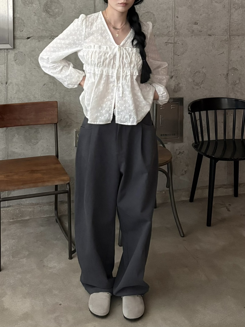 LOVE LETTER韓國代購女士新款休閑人氣真品推薦休閑褲褶皺LOVE LETTER休閑褲