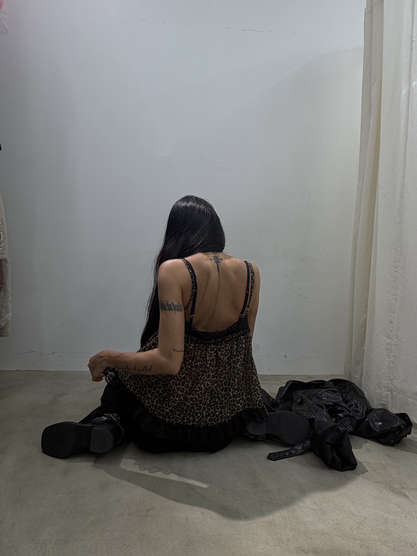 ABBEYLEE韓國直郵女士新品真品休閑人氣吊帶背心豹紋蕾絲ABBEYLEE吊帶/背心