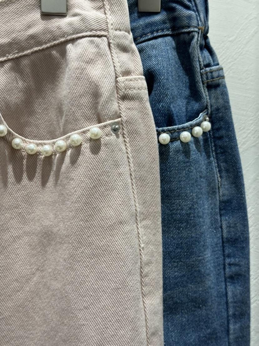 RE:FRESH-L東大門代購女士新款真品時尚休閑人氣牛仔褲珍珠RE:FRESH-L牛仔褲