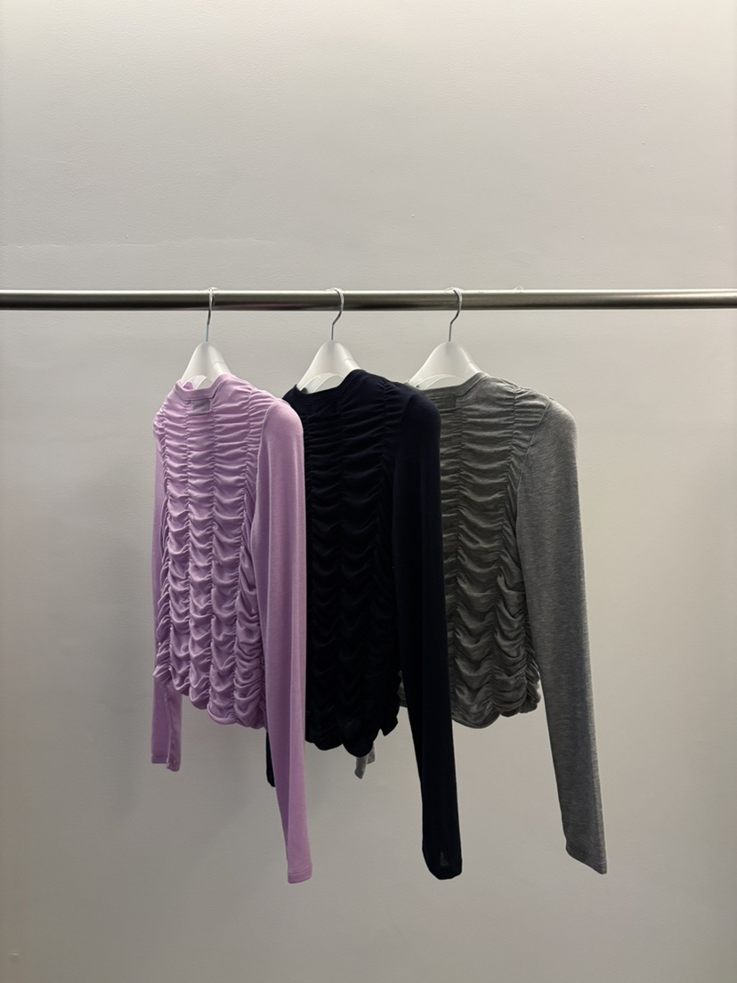 LOVE LETTER韓國直郵女裝新品真品熱賣休閑長袖T恤天絲褶皺LOVE LETTER長袖T恤