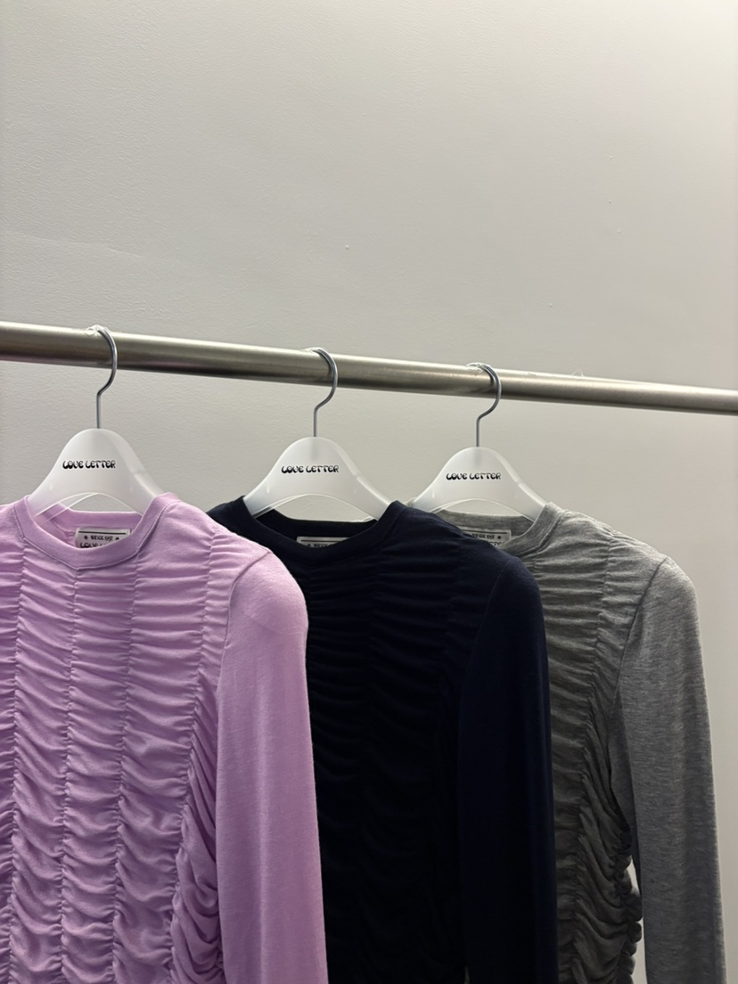 LOVE LETTER韓國直郵女裝新品真品熱賣休閑長袖T恤天絲褶皺LOVE LETTER長袖T恤