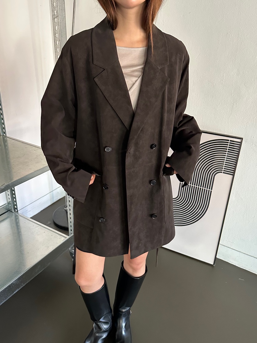 2ND GATE東大門代購女裝新款真品人氣夾克含腰帶絨面革雙面2ND GATE夾克