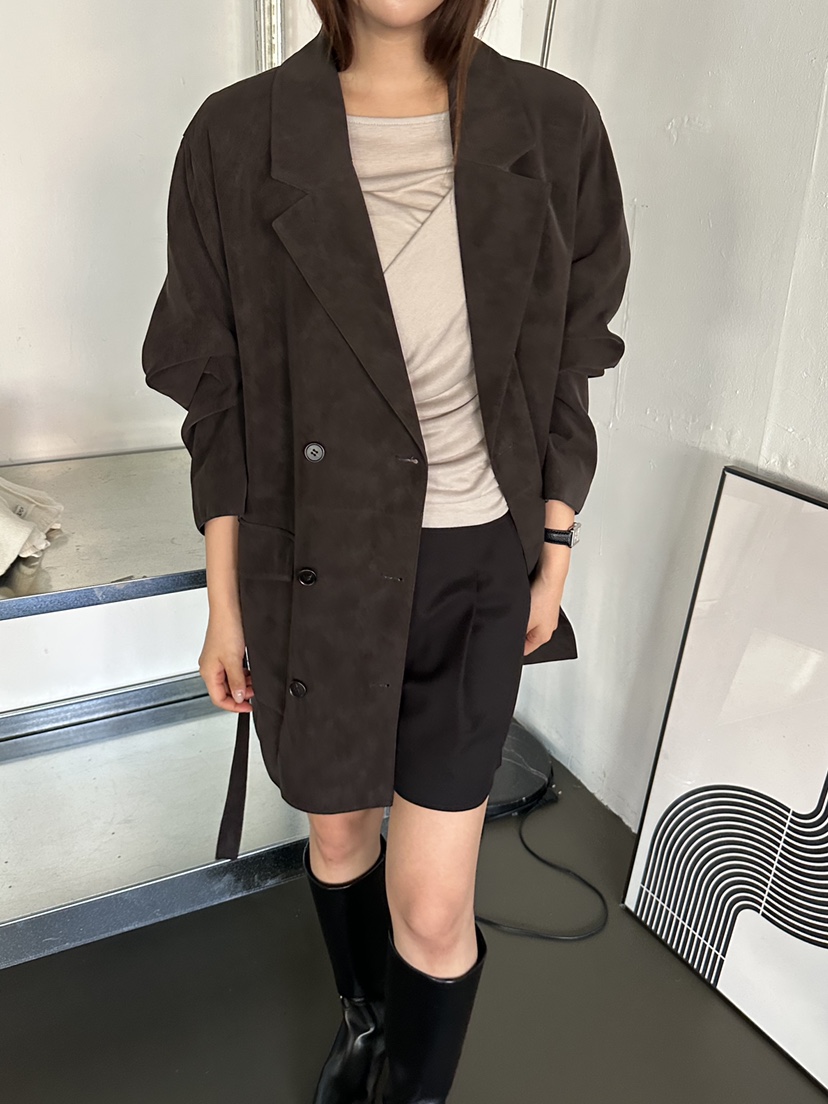 2ND GATE東大門代購女裝新款真品人氣夾克含腰帶絨面革雙面2ND GATE夾克