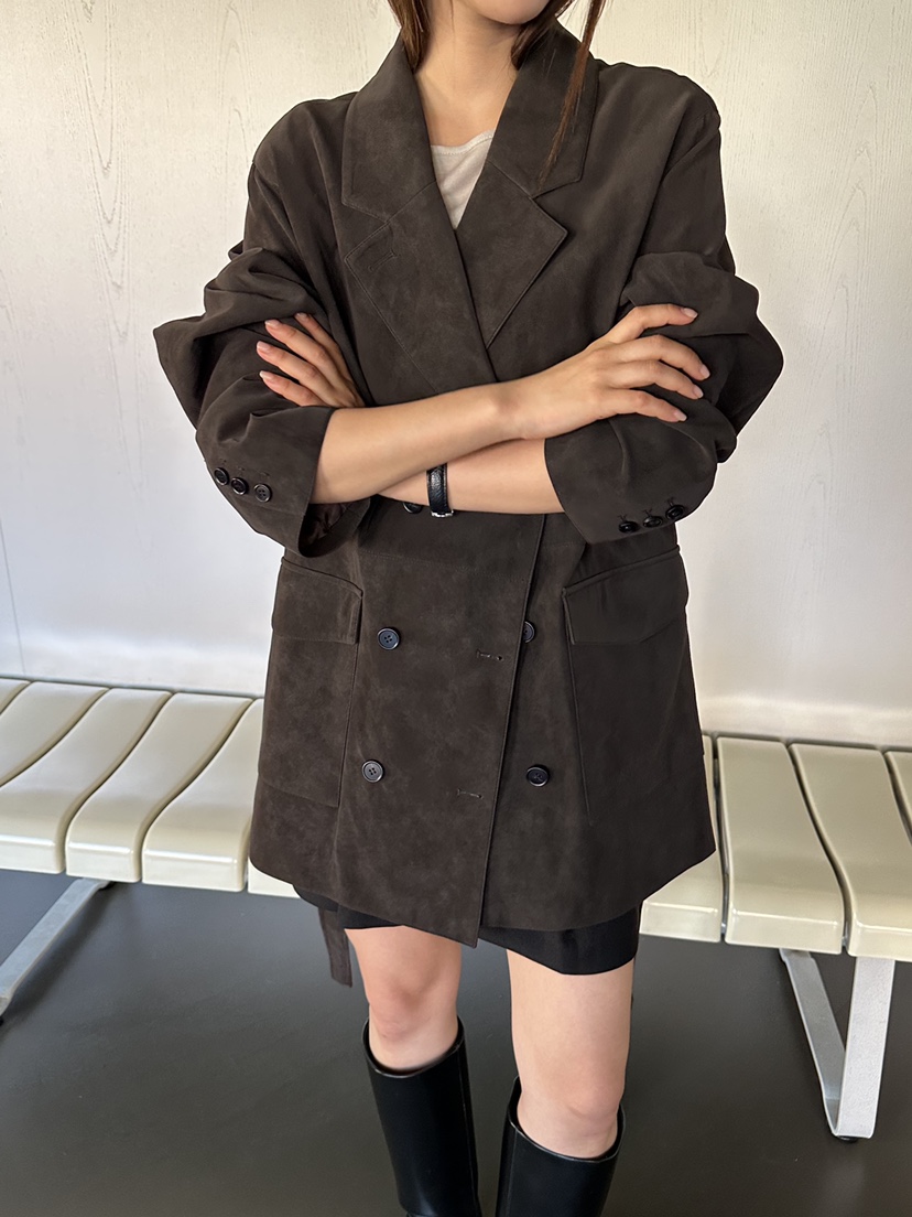 2ND GATE東大門代購女裝新款真品人氣夾克含腰帶絨面革雙面2ND GATE夾克