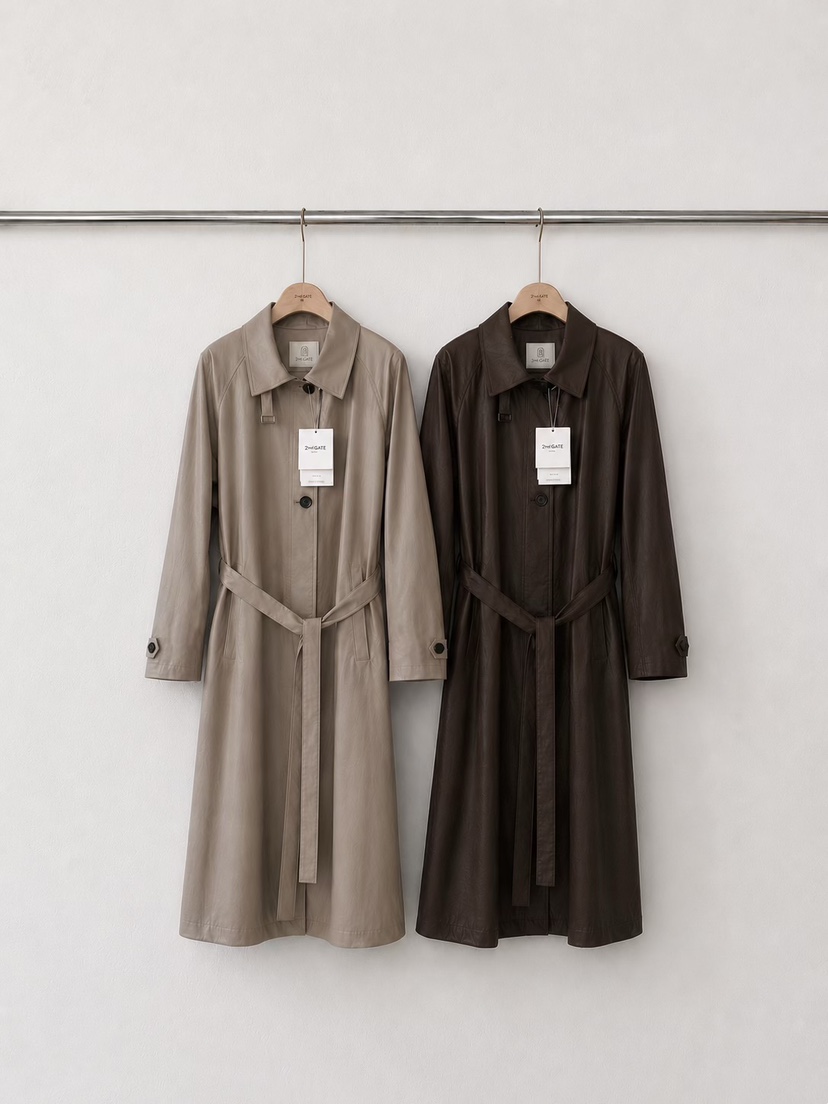 2ND GATE東大門實拍女士新品真品推薦休閑長款風衣含腰帶2ND GATE長款風衣