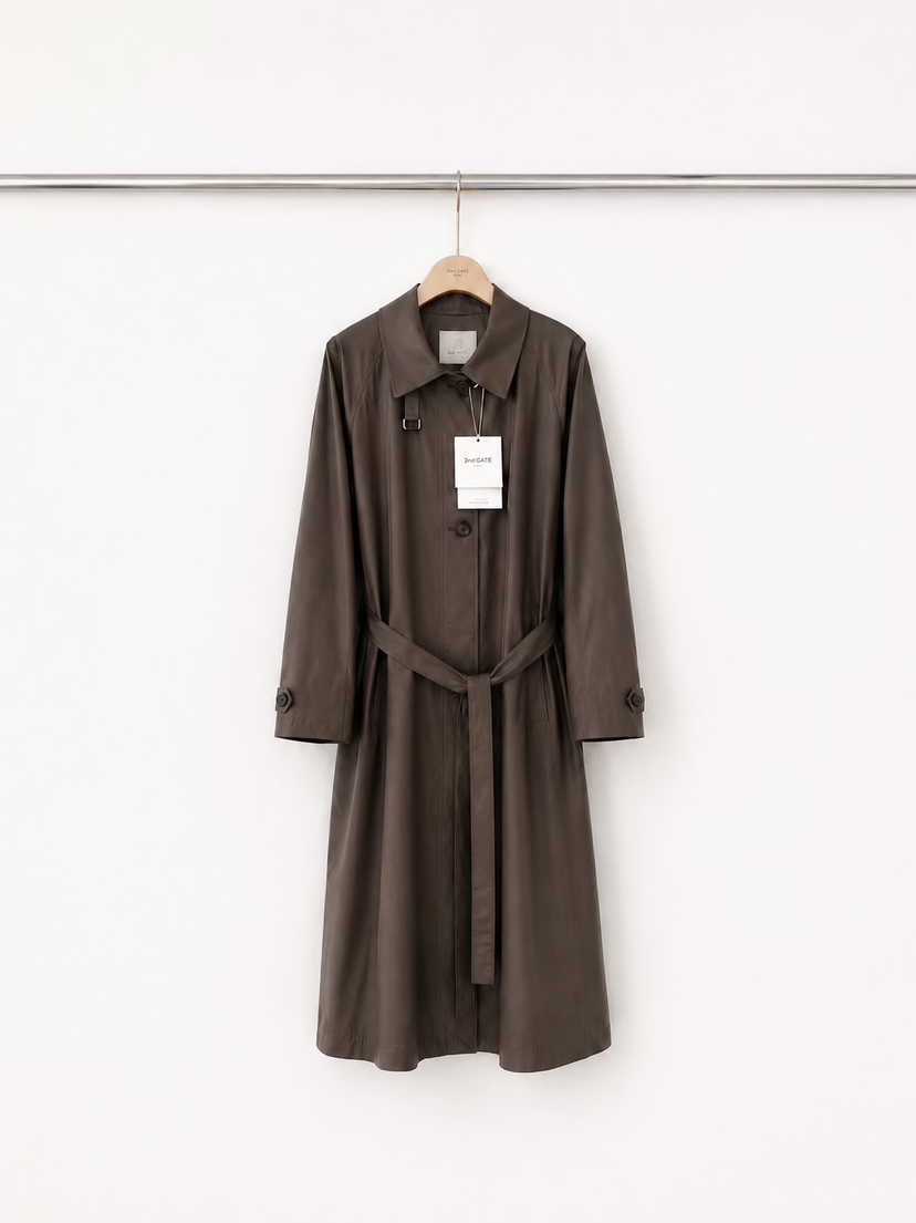 2ND GATE東大門實拍女士新品真品推薦休閑長款風衣含腰帶2ND GATE長款風衣圖色2