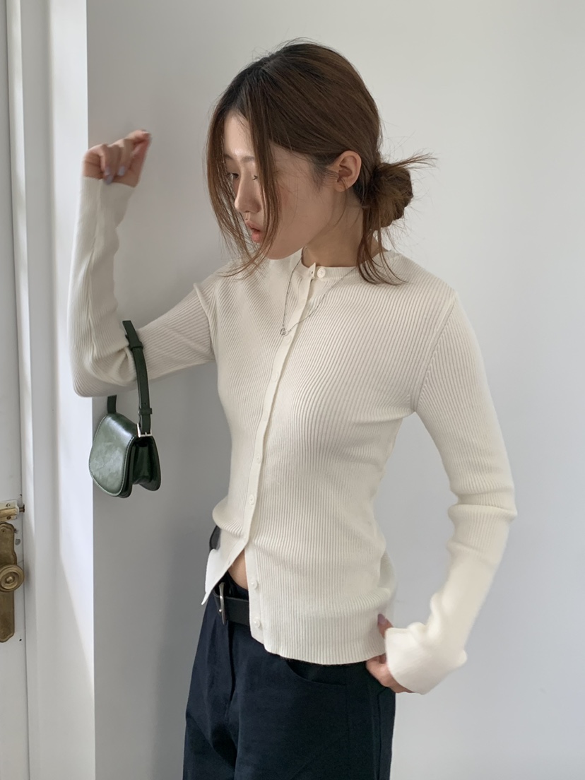 MOMENTUM韓國直郵女裝新款時尚熱賣推薦人氣開衫修身羅紋MOMENTUM開衫