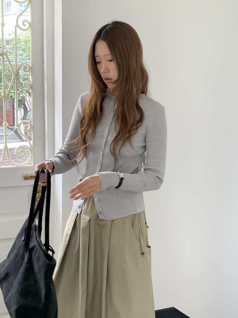 MOMENTUM韓國直郵女裝新款時尚熱賣推薦人氣開衫修身羅紋MOMENTUM開衫