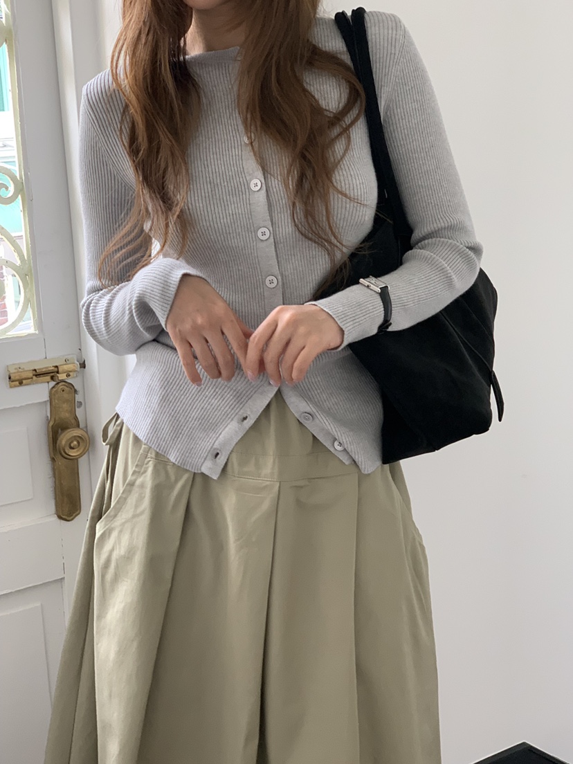 MOMENTUM韓國直郵女裝新款時尚熱賣推薦人氣開衫修身羅紋MOMENTUM開衫