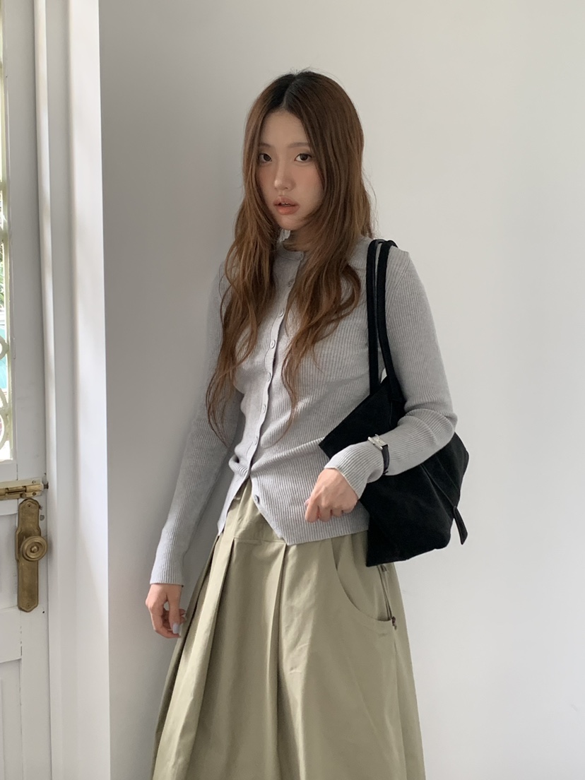 MOMENTUM韓國直郵女裝新款時尚熱賣推薦人氣開衫修身羅紋MOMENTUM開衫