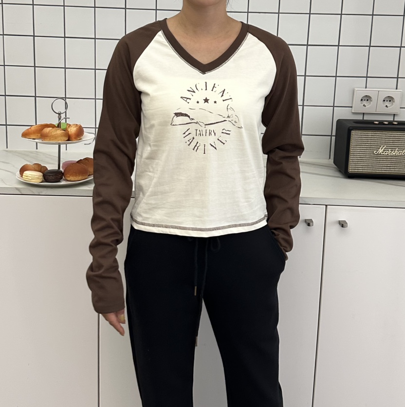 LEEHEE東大門代購女裝新款真品休閑推薦長袖T恤插肩袖撞色LEEHEE長袖T恤