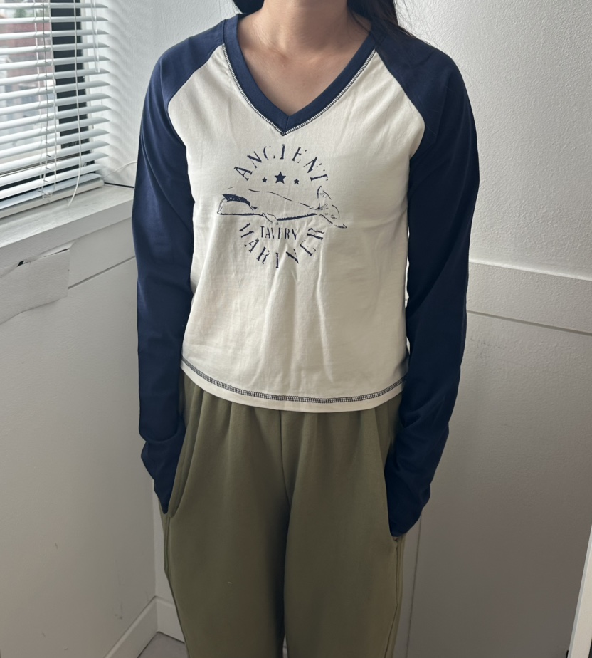 LEEHEE東大門代購女裝新款真品休閑推薦長袖T恤插肩袖撞色LEEHEE長袖T恤