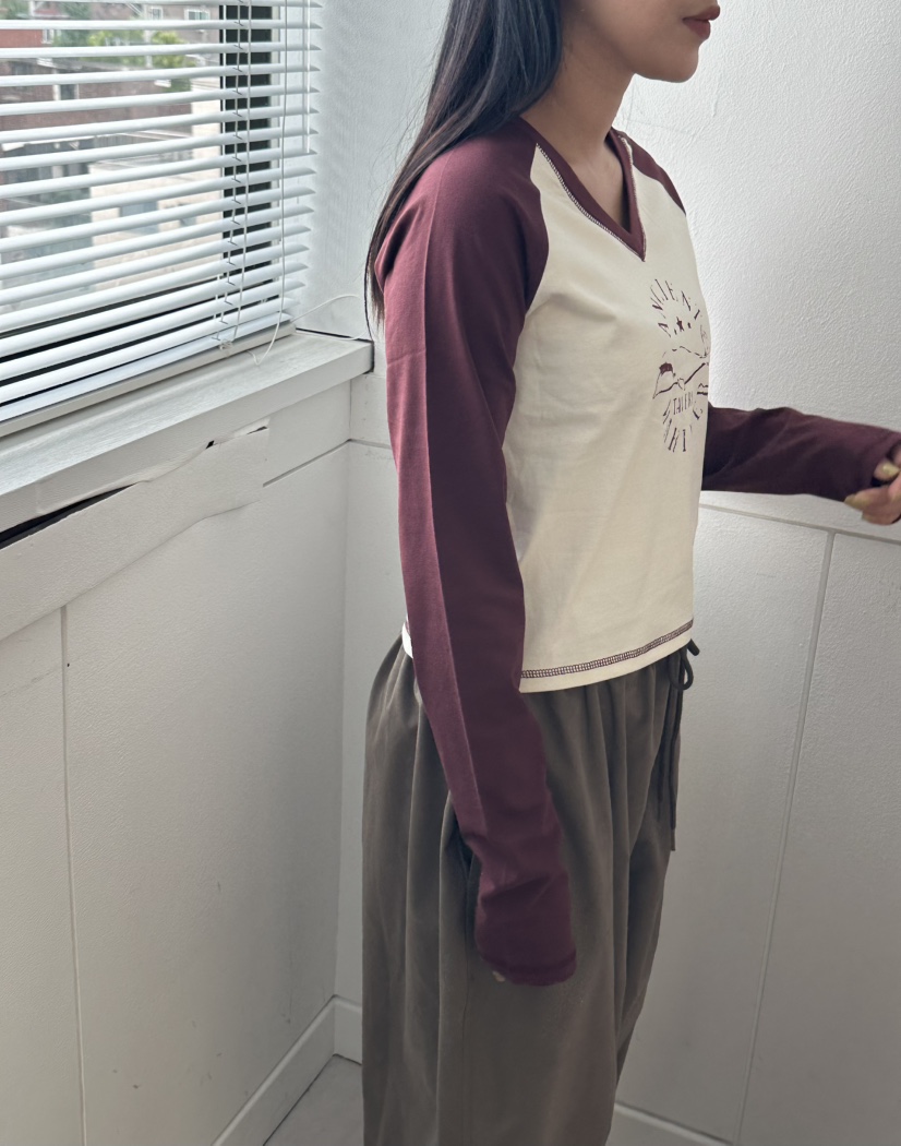 LEEHEE東大門代購女裝新款真品休閑推薦長袖T恤插肩袖撞色LEEHEE長袖T恤