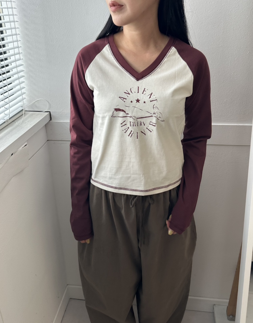 LEEHEE東大門代購女裝新款真品休閑推薦長袖T恤插肩袖撞色LEEHEE長袖T恤圖色3