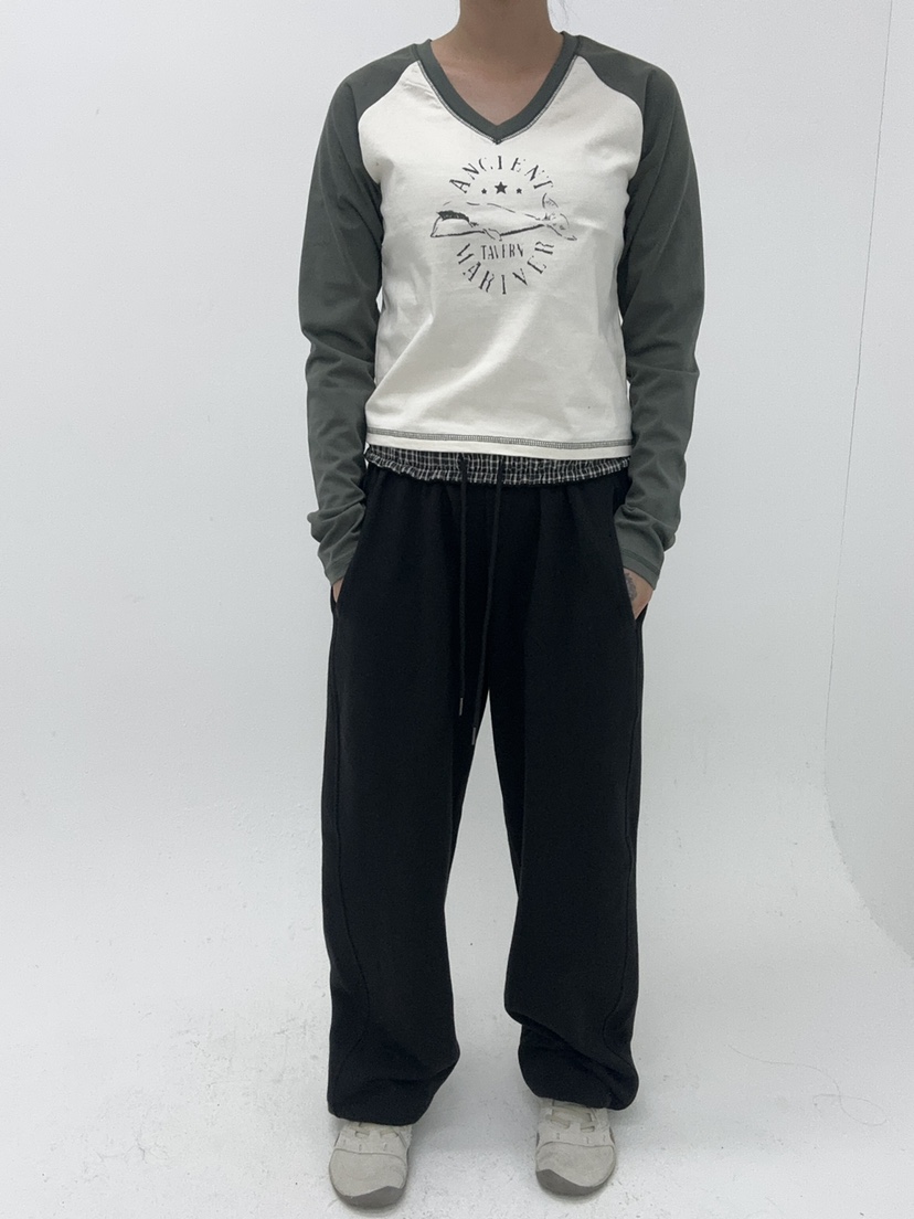 LEEHEE東大門代購女裝新款真品休閑推薦長袖T恤插肩袖撞色LEEHEE長袖T恤圖色4