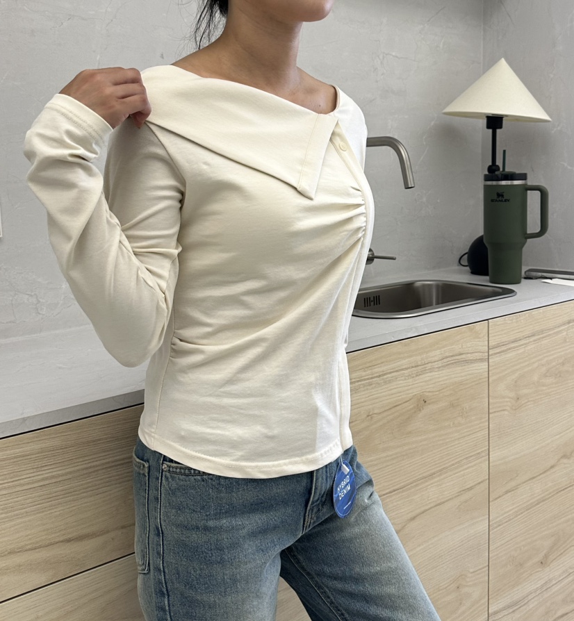 LEEHEE東大門代購女士新品人氣時尚休閑真品長袖T恤不對稱LEEHEE長袖T恤