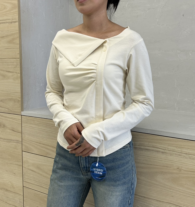 LEEHEE東大門代購女士新品人氣時尚休閑真品長袖T恤不對稱LEEHEE長袖T恤
