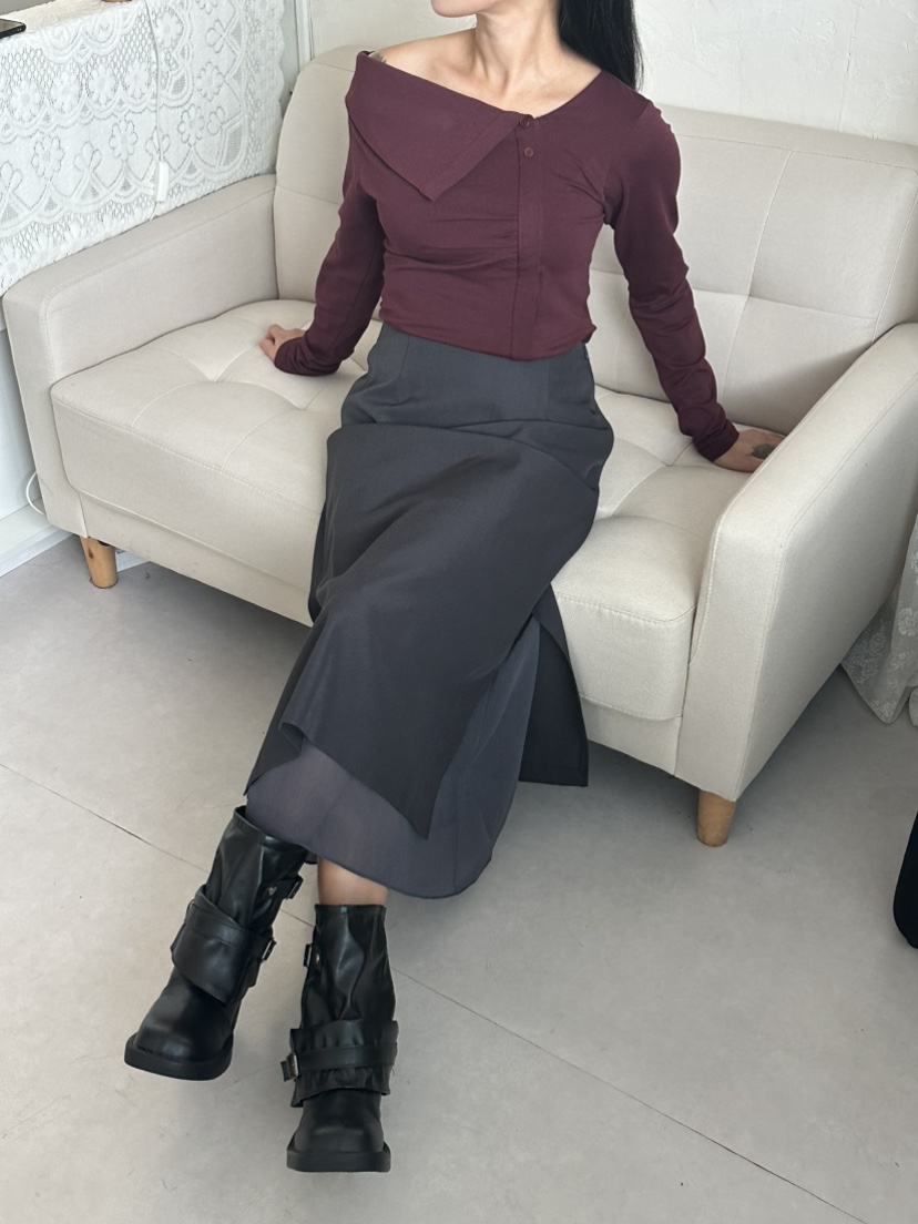 LEEHEE東大門代購女士新品人氣時尚休閑真品長袖T恤不對稱LEEHEE長袖T恤