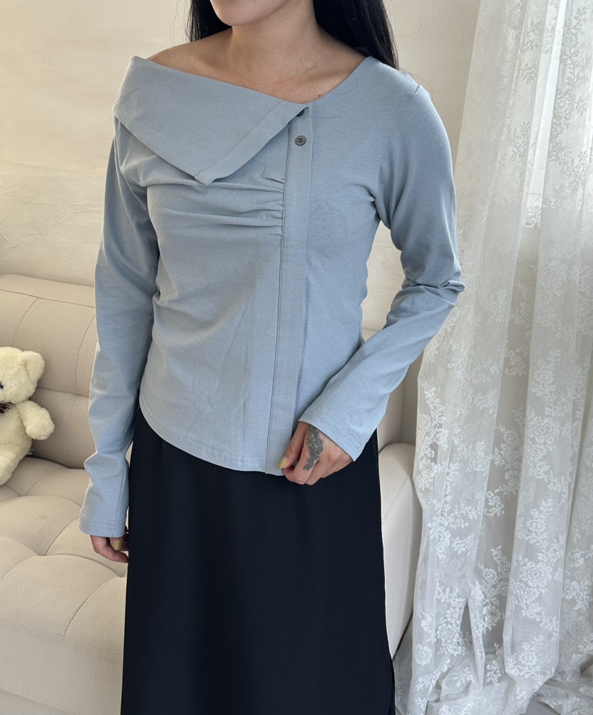 LEEHEE東大門代購女士新品人氣時尚休閑真品長袖T恤不對稱LEEHEE長袖T恤