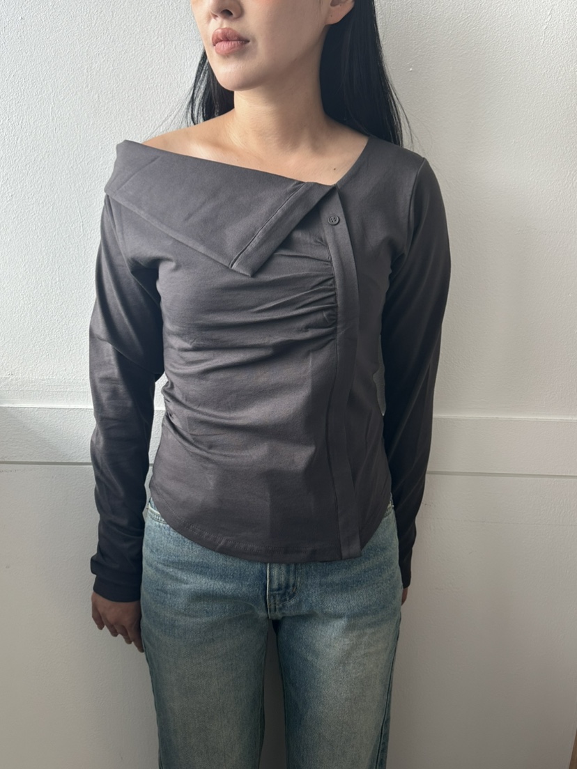 LEEHEE東大門代購女士新品人氣時尚休閑真品長袖T恤不對稱LEEHEE長袖T恤圖色3
