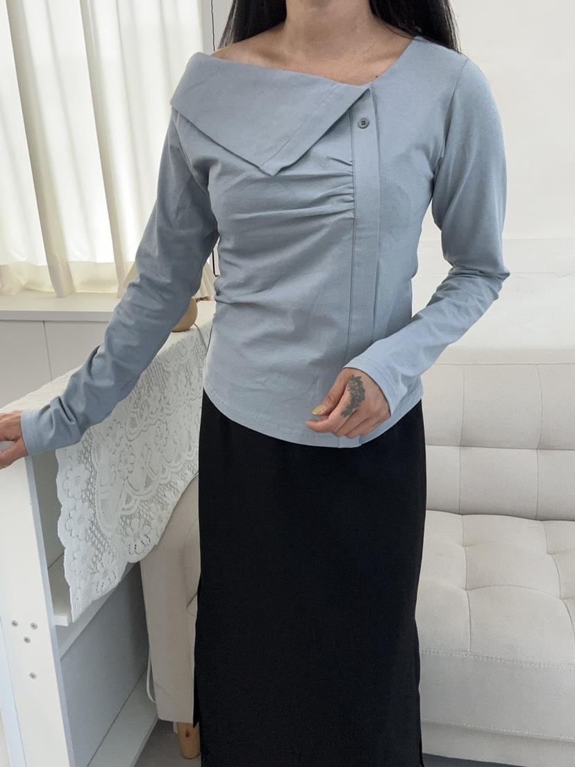 LEEHEE東大門代購女士新品人氣時尚休閑真品長袖T恤不對稱LEEHEE長袖T恤圖色4